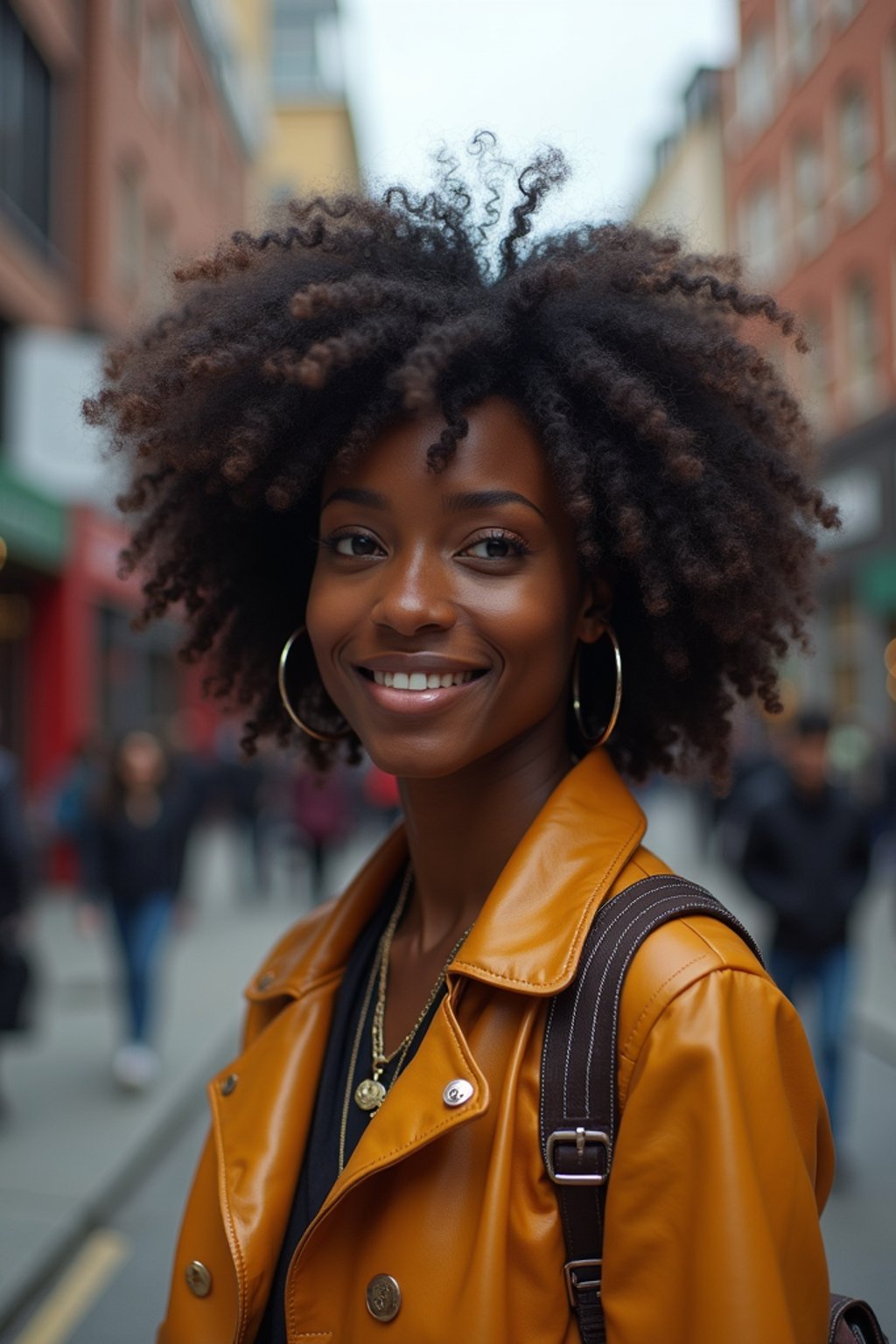 woman as digital nomad in London in Soho background