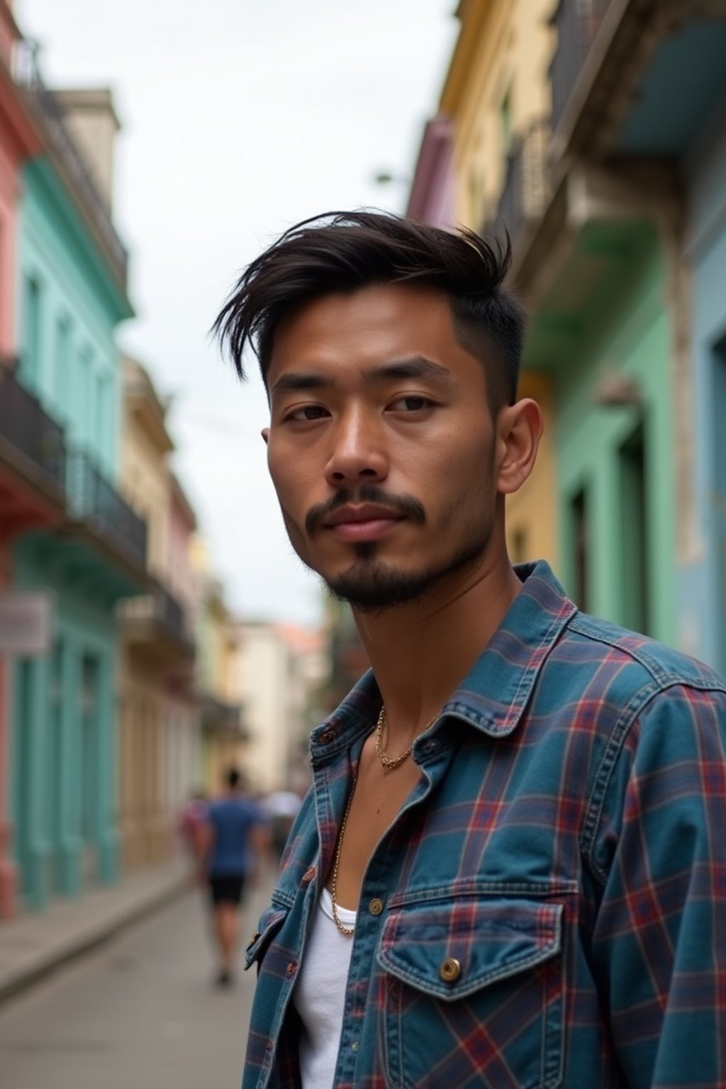 man as digital nomad in Havana with the colorful old town in the background