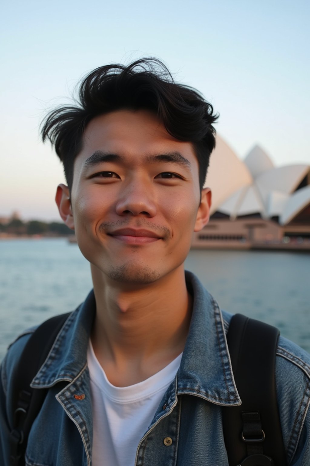 man as digital nomad in Sydney with the Sydney Opera House in the background