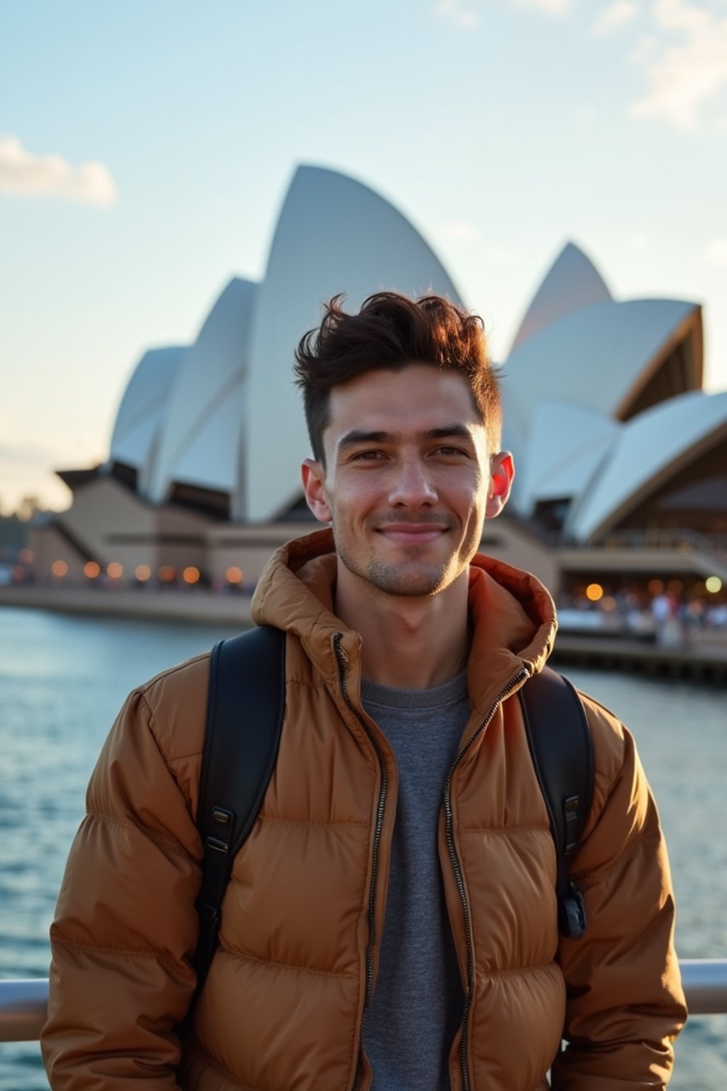 man as digital nomad in Sydney with the Sydney Opera House in the background