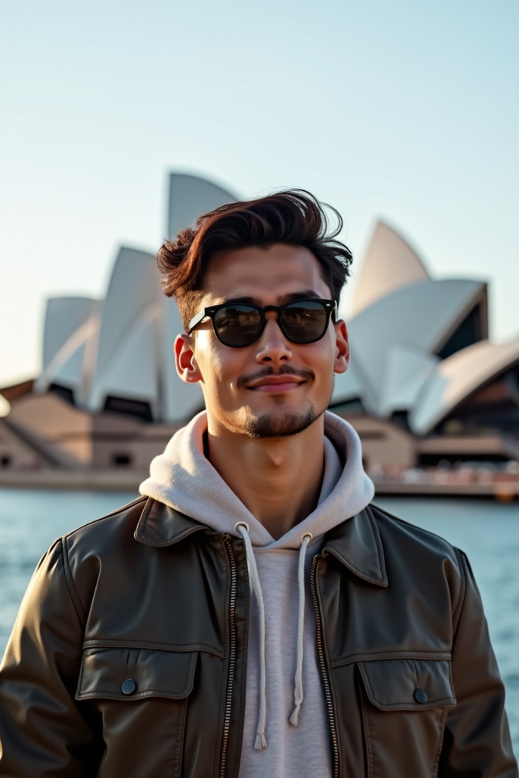 man as digital nomad in Sydney with the Sydney Opera House in the background