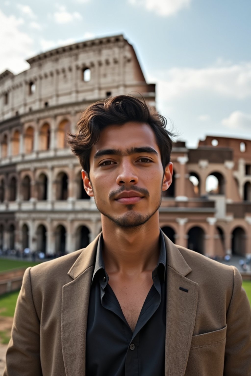 man as digital nomad in Rome with the Colosseum in the background