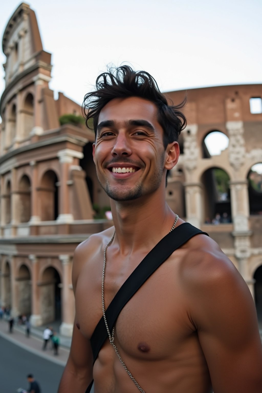 man as digital nomad in Rome with the Colosseum in the background