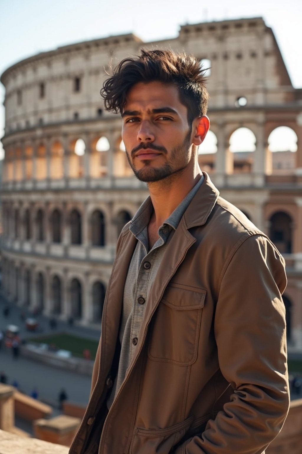 man as digital nomad in Rome with the Colosseum in the background