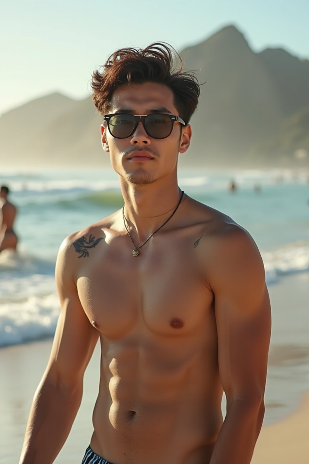 man as digital nomad in Rio de Janeiro at Ipanema Beach