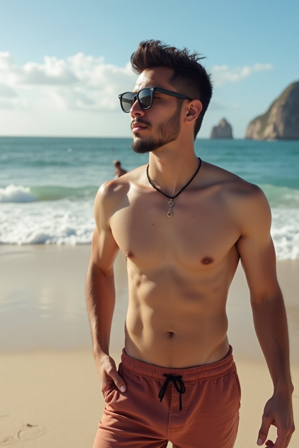 man as digital nomad in Rio de Janeiro at Ipanema Beach