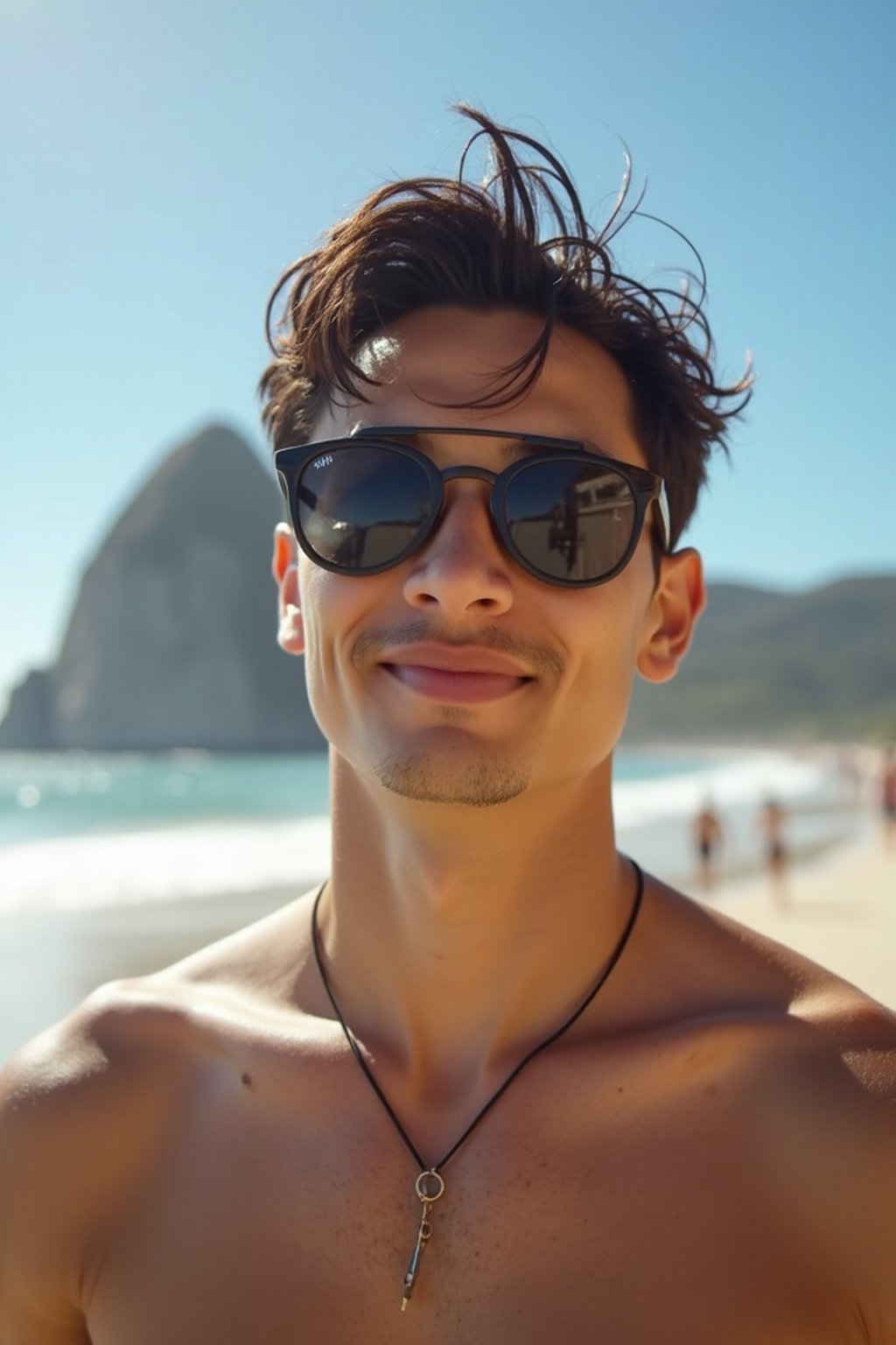 man as digital nomad in Rio de Janeiro at Ipanema Beach