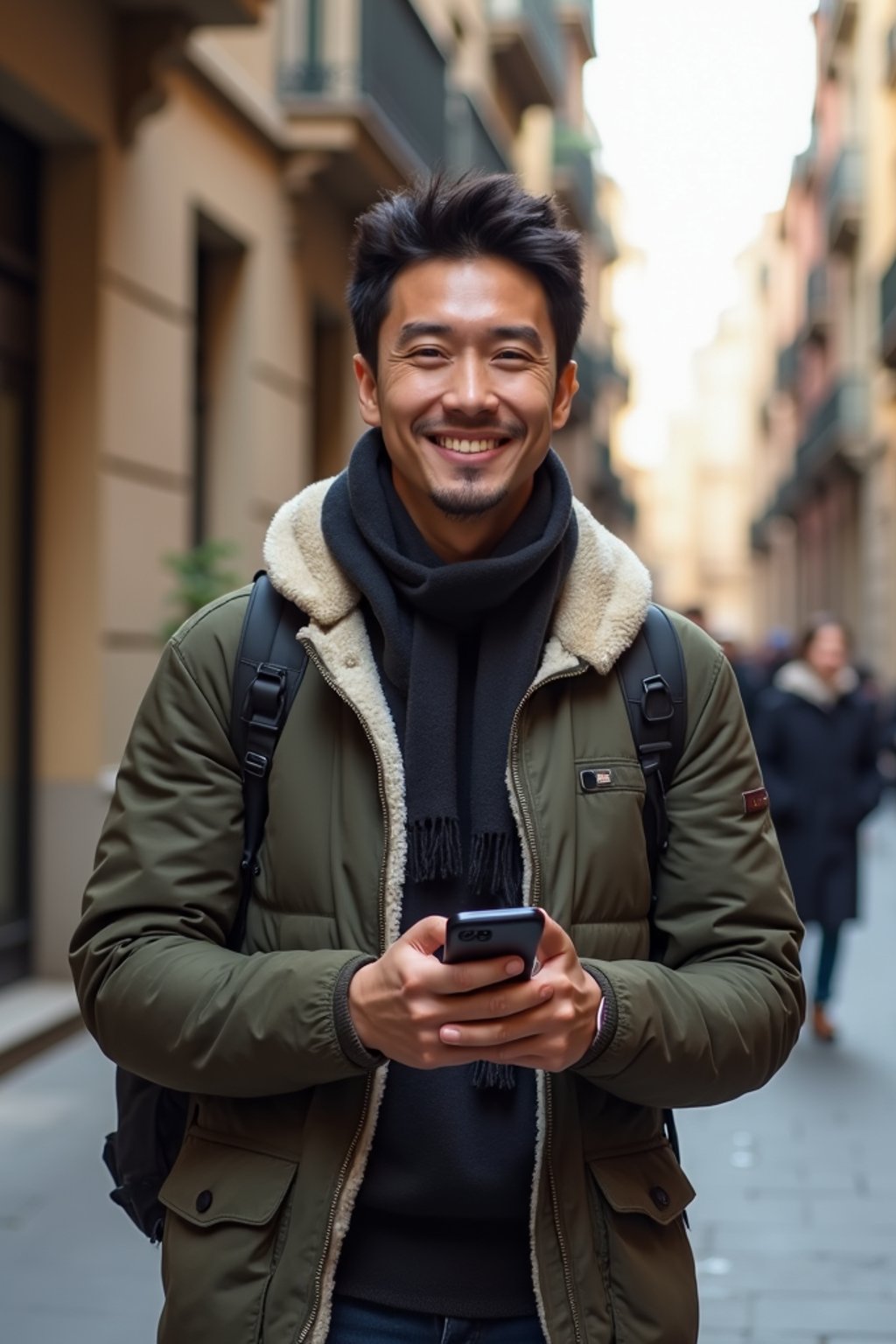 man as digital nomad in Barcelona center