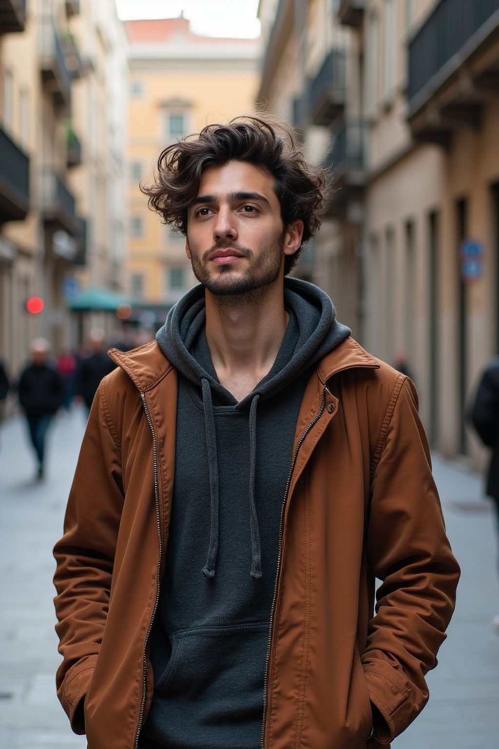 man as digital nomad in Barcelona center