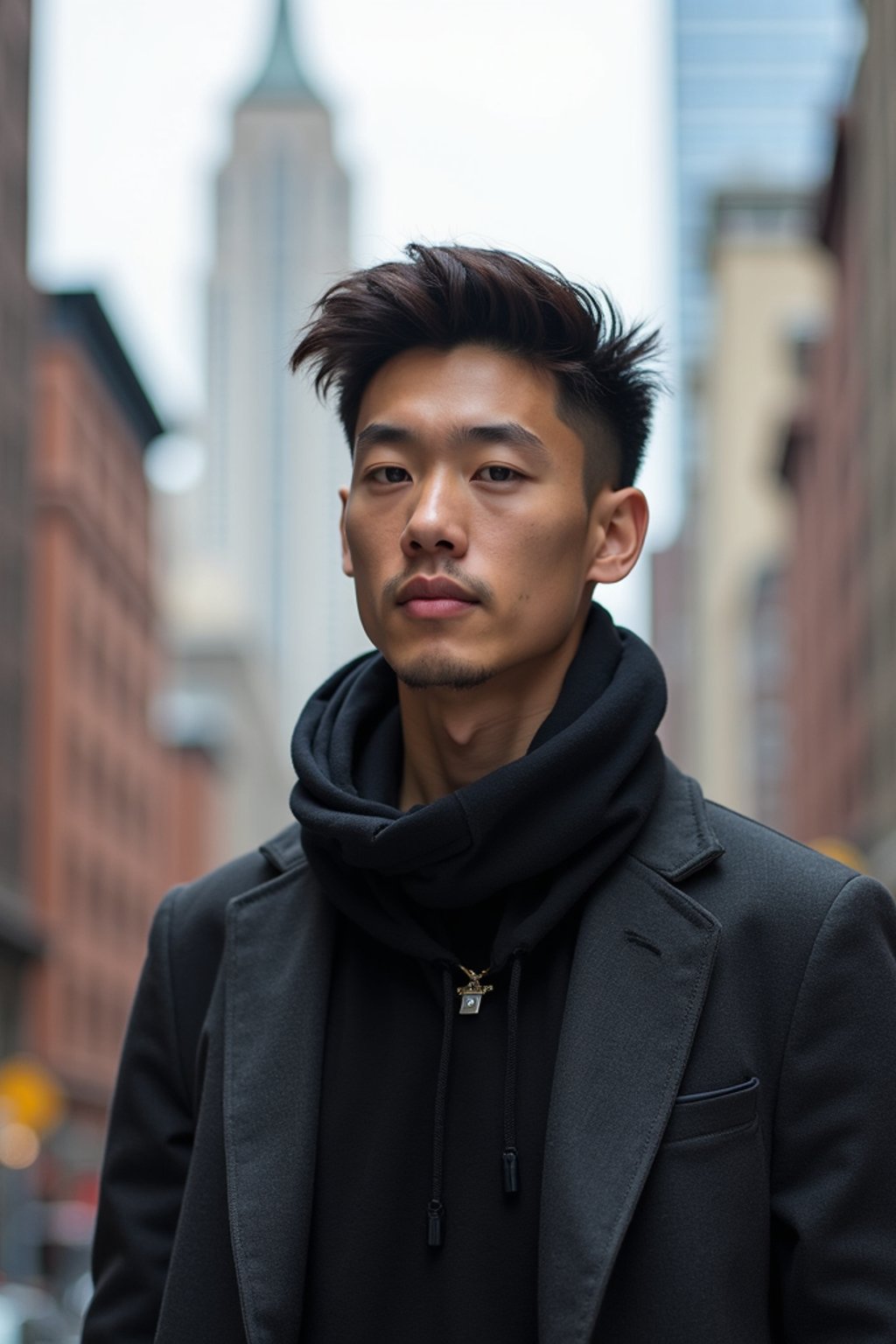 man as digital nomad in New York City with Manhattan in background