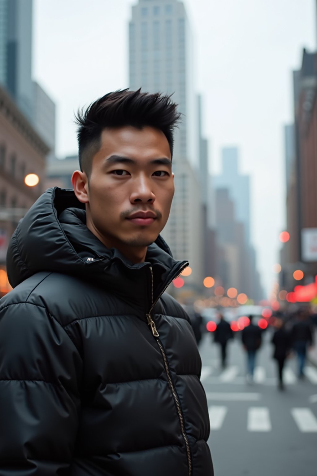 man as digital nomad in New York City with Manhattan in background