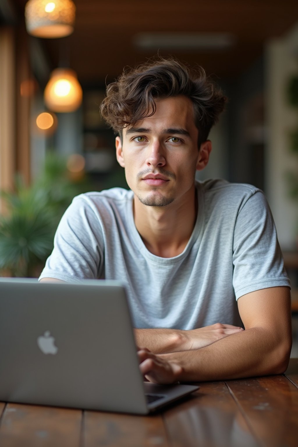 man as digital nomad in Chiang Mai in front of coworking