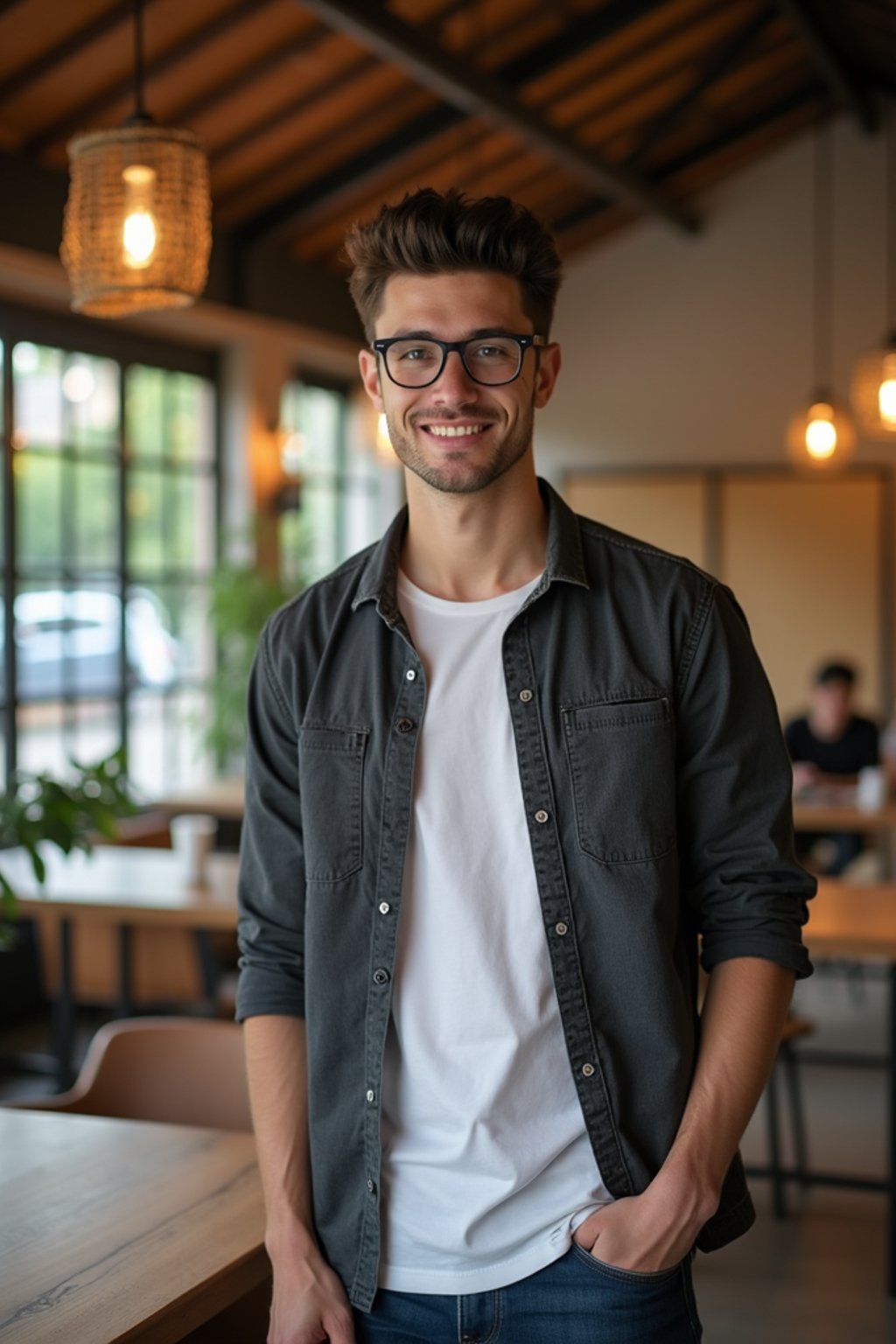 man as digital nomad in Chiang Mai in front of coworking