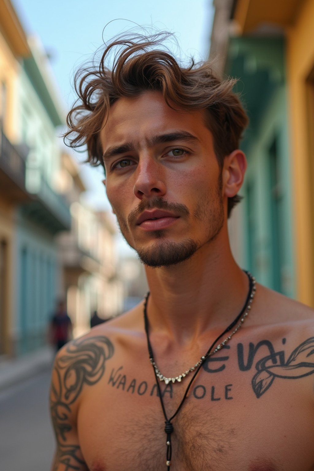 man as digital nomad in Havana with the colorful old town in the background