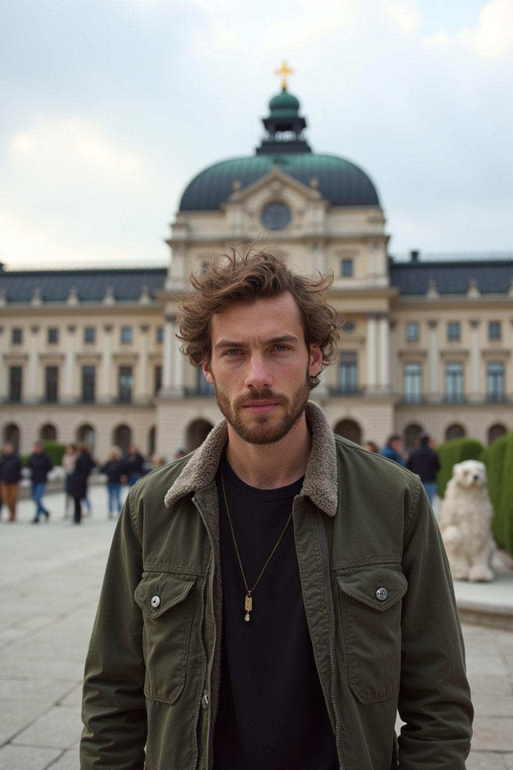 man as digital nomad in Vienna with the Schönbrunn Palace in the background