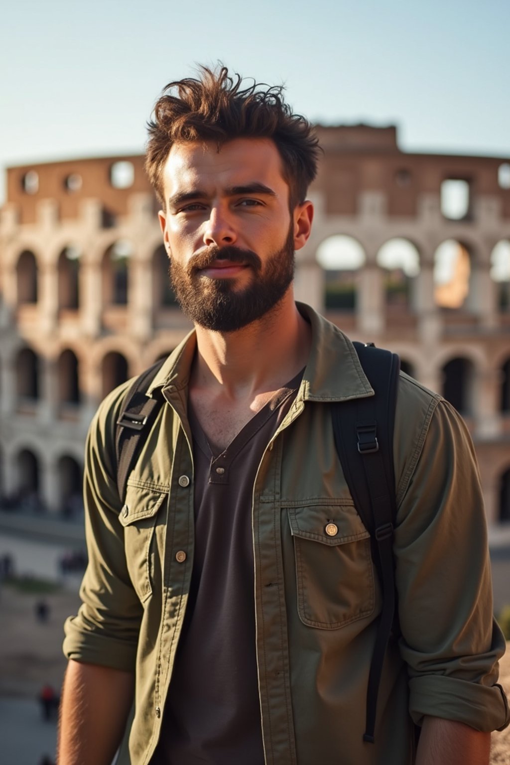 man as digital nomad in Rome with the Colosseum in the background