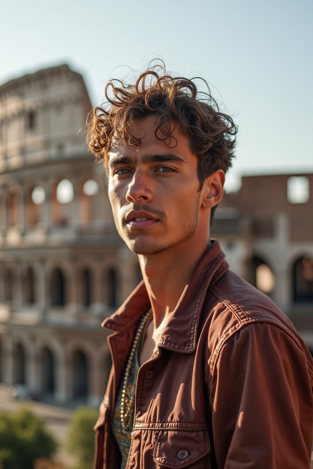 man as digital nomad in Rome with the Colosseum in the background