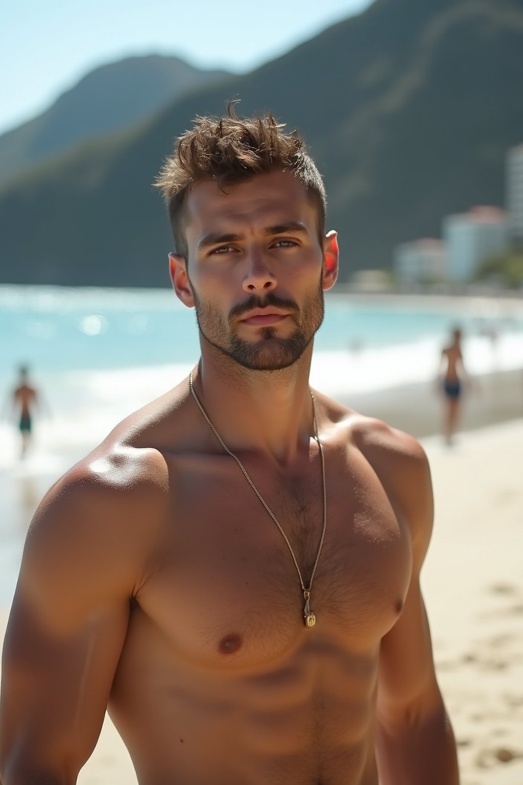 man as digital nomad in Rio de Janeiro at Ipanema Beach