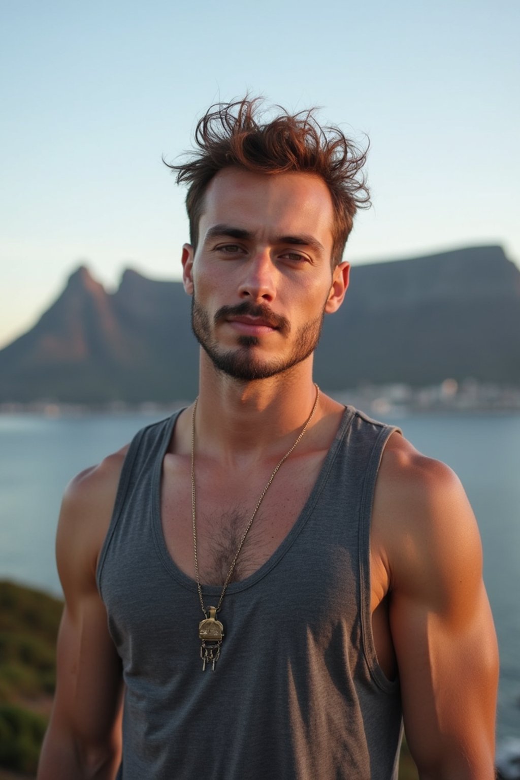 man as digital nomad in Cape Town with the Table Mountain in the background