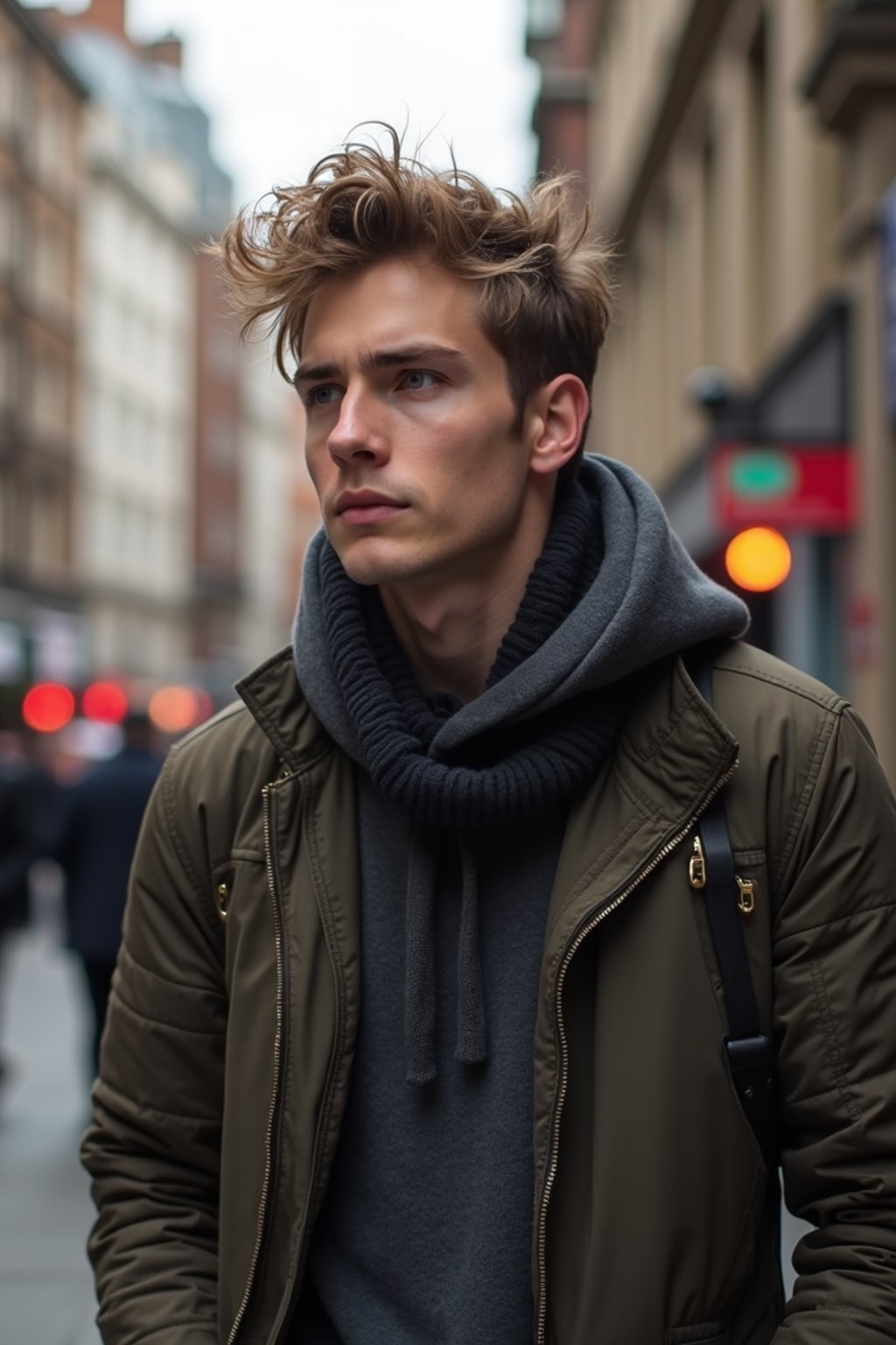 man as digital nomad in London in Soho background