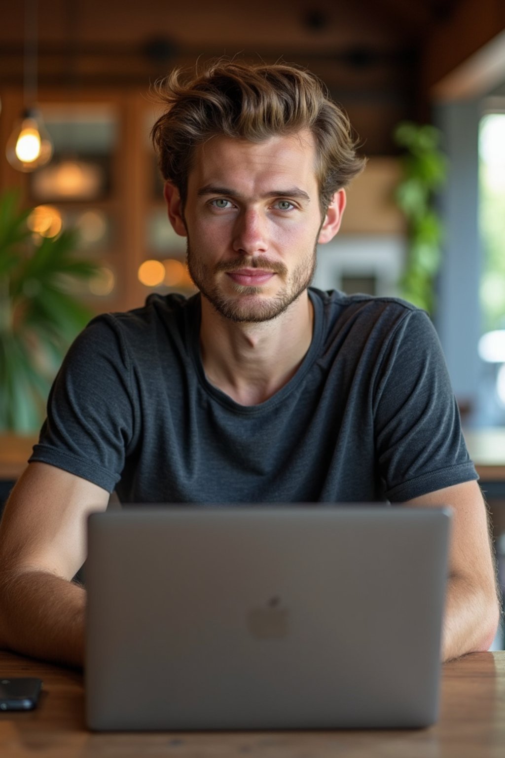 man as digital nomad in Chiang Mai in front of coworking