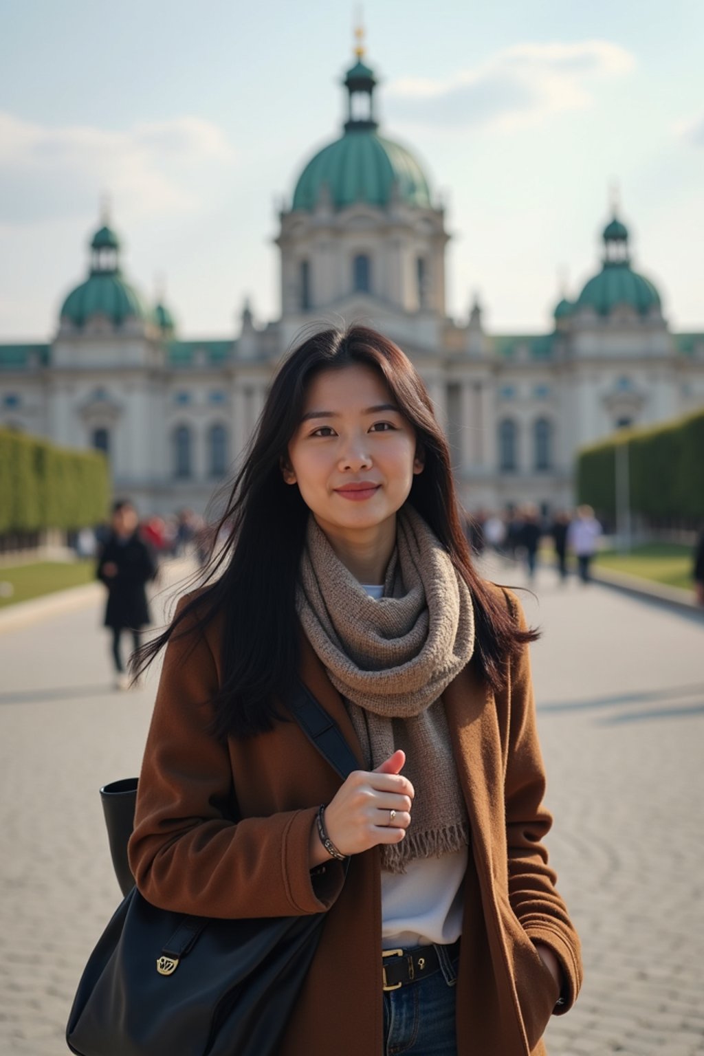 woman as digital nomad in Vienna with the Schönbrunn Palace in the background