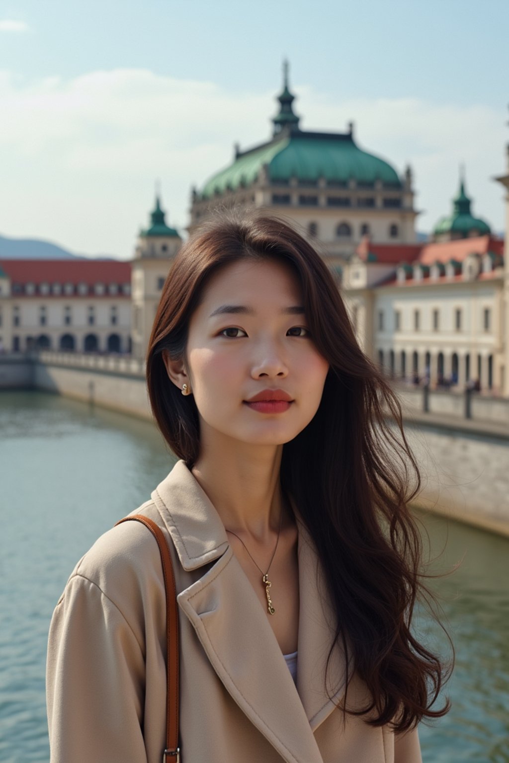 woman as digital nomad in Vienna with the Schönbrunn Palace in the background