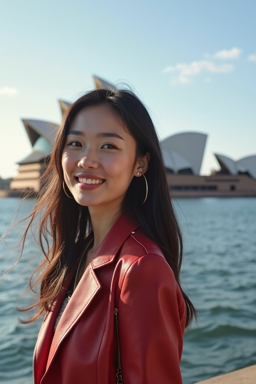 woman as digital nomad in Sydney with the Sydney Opera House in the background