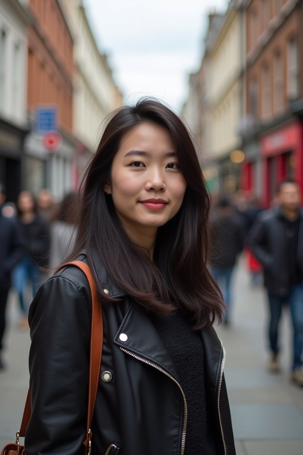 woman as digital nomad in London in Soho background