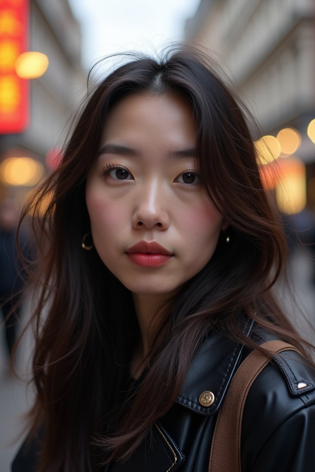 woman as digital nomad in London in Soho background