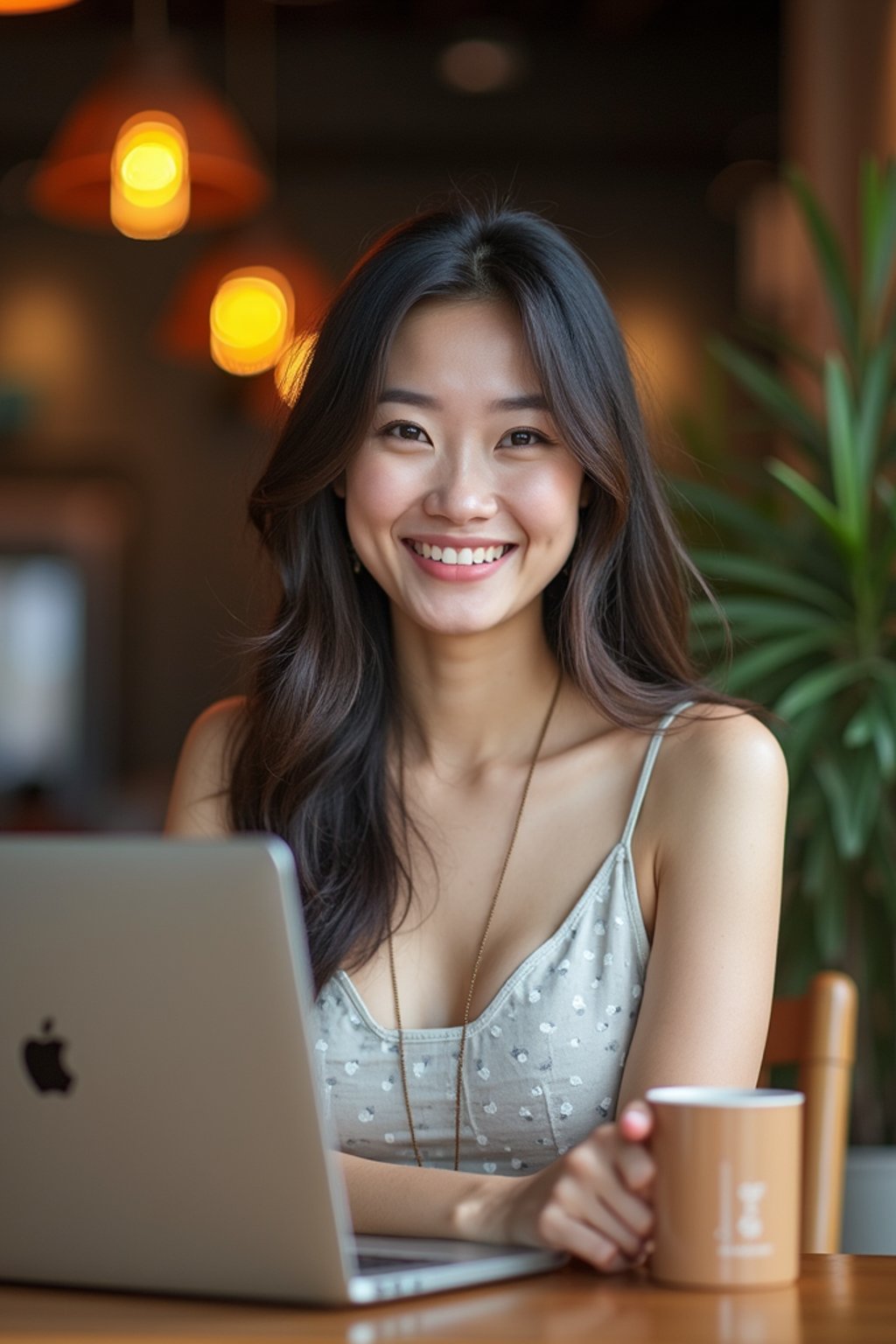 woman as digital nomad in Chiang Mai in front of coworking