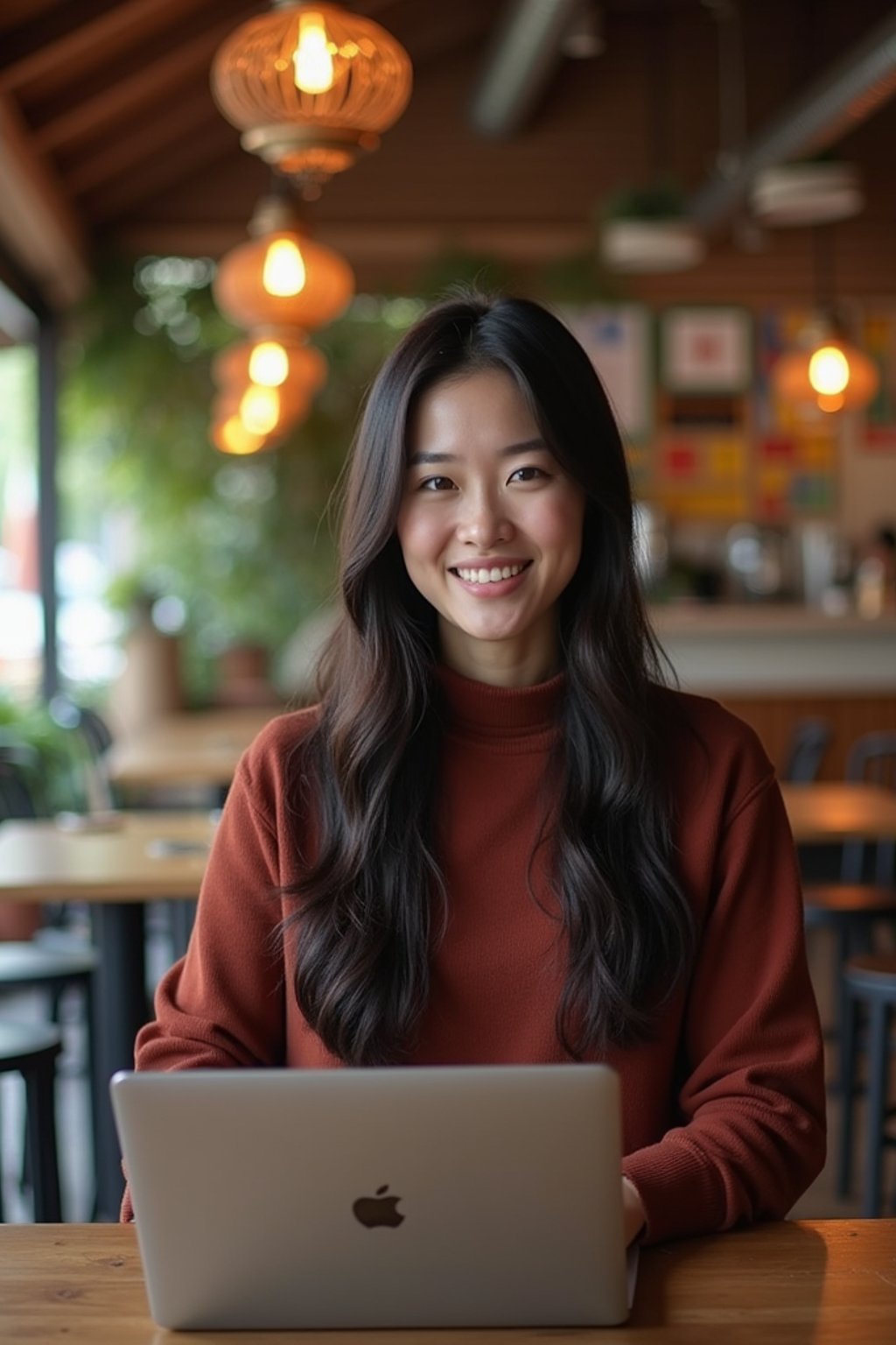 woman as digital nomad in Chiang Mai in front of coworking