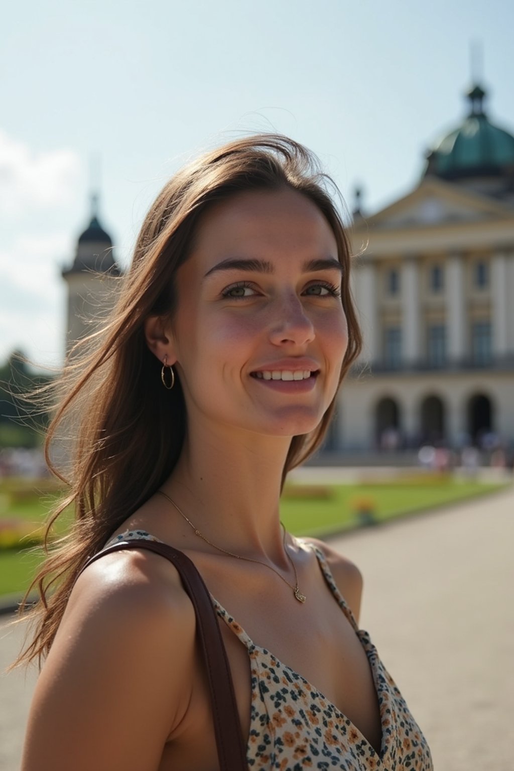 woman as digital nomad in Vienna with the Schönbrunn Palace in the background