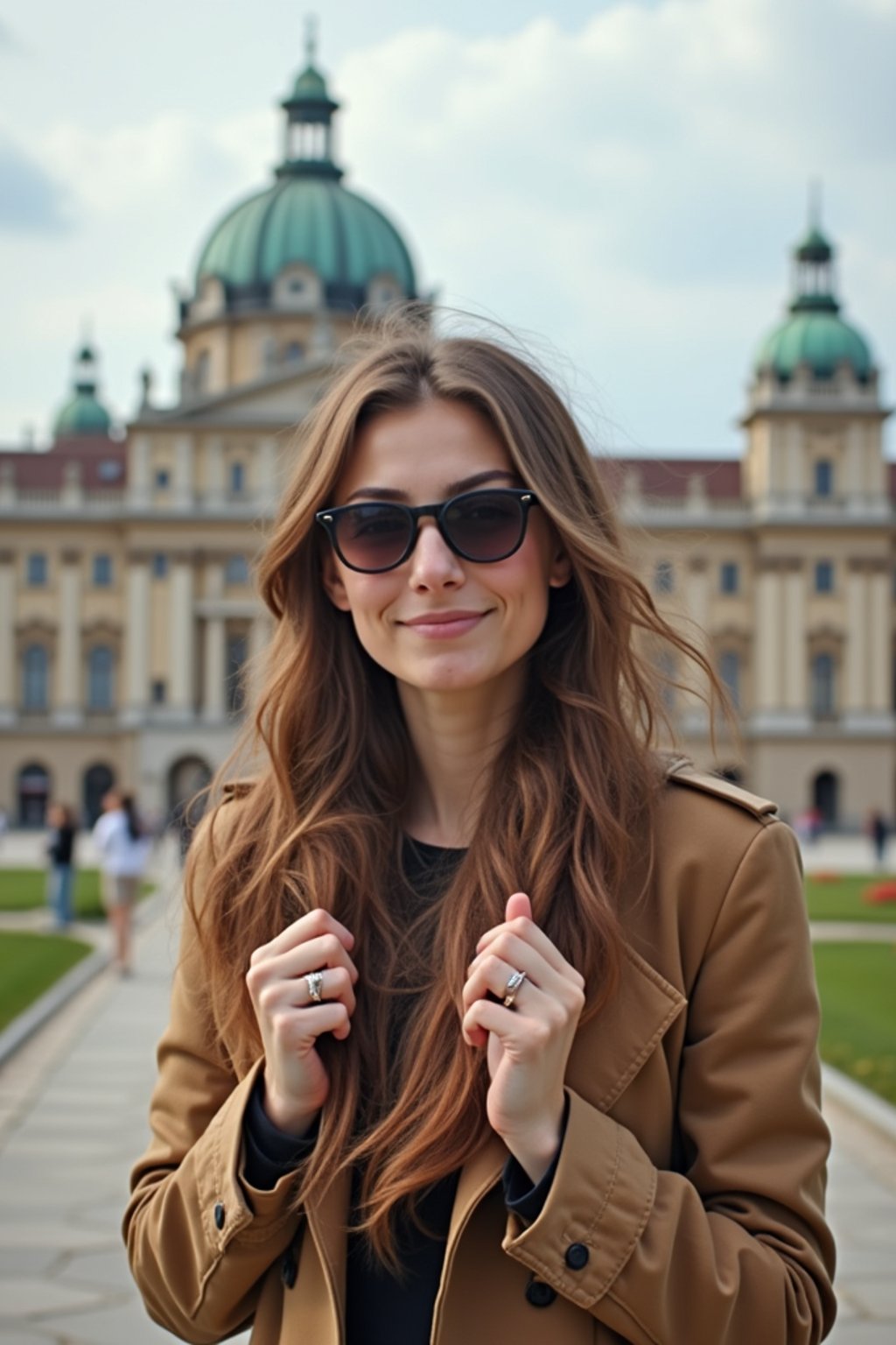 woman as digital nomad in Vienna with the Schönbrunn Palace in the background