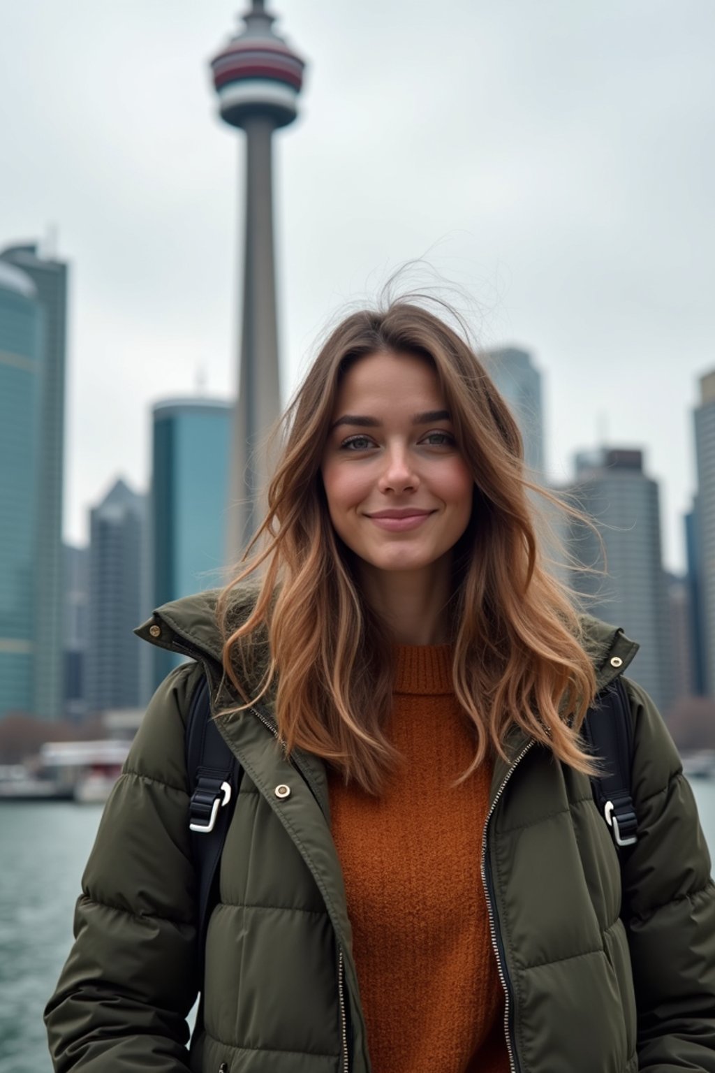 woman as digital nomad in Toronto with the CN Tower in the background