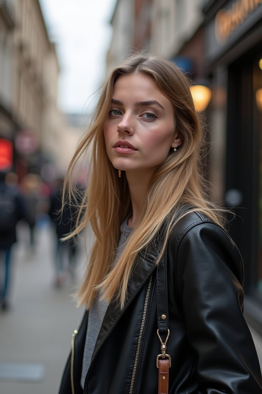 woman as digital nomad in London in Soho background