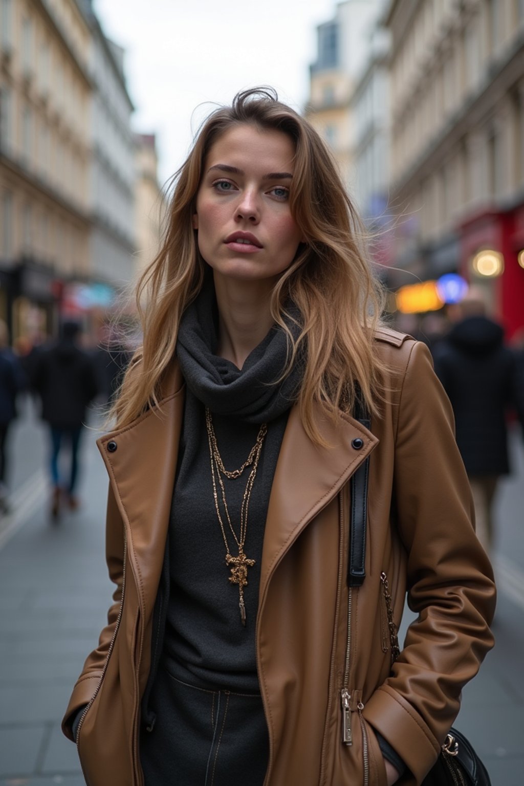 woman as digital nomad in London in Soho background