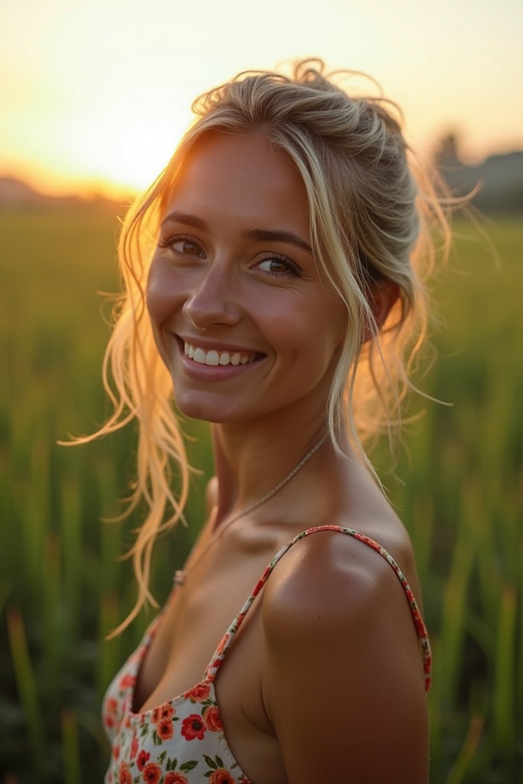 woman as digital nomad in Canggu, Bali near rice fields