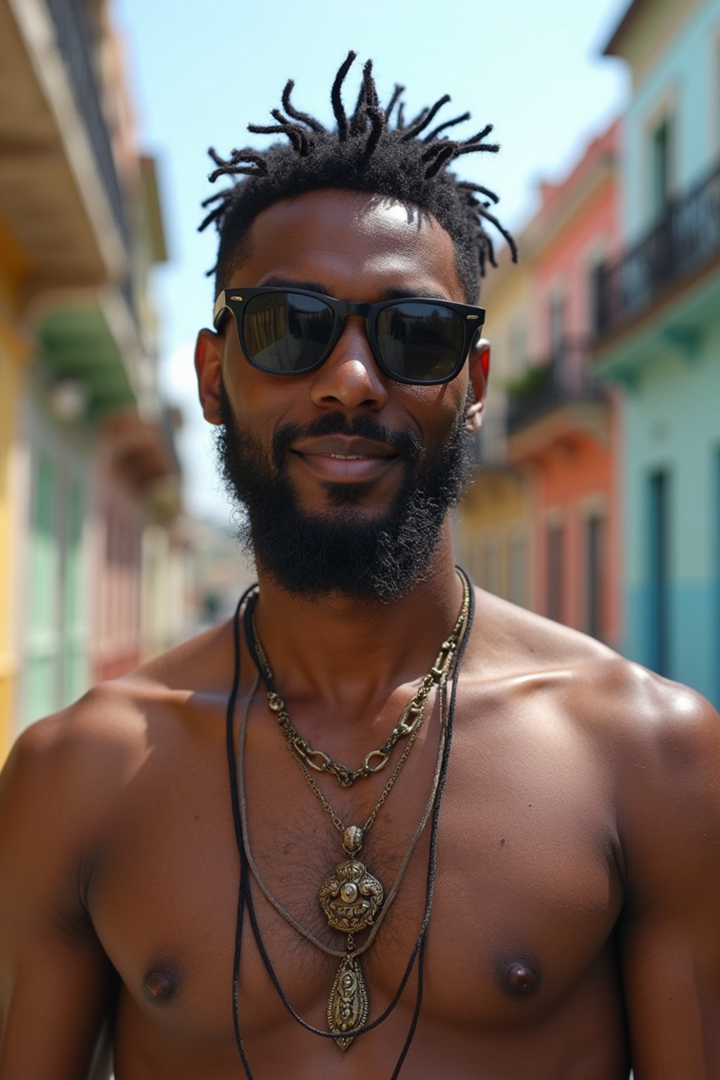 man as digital nomad in Havana with the colorful old town in the background