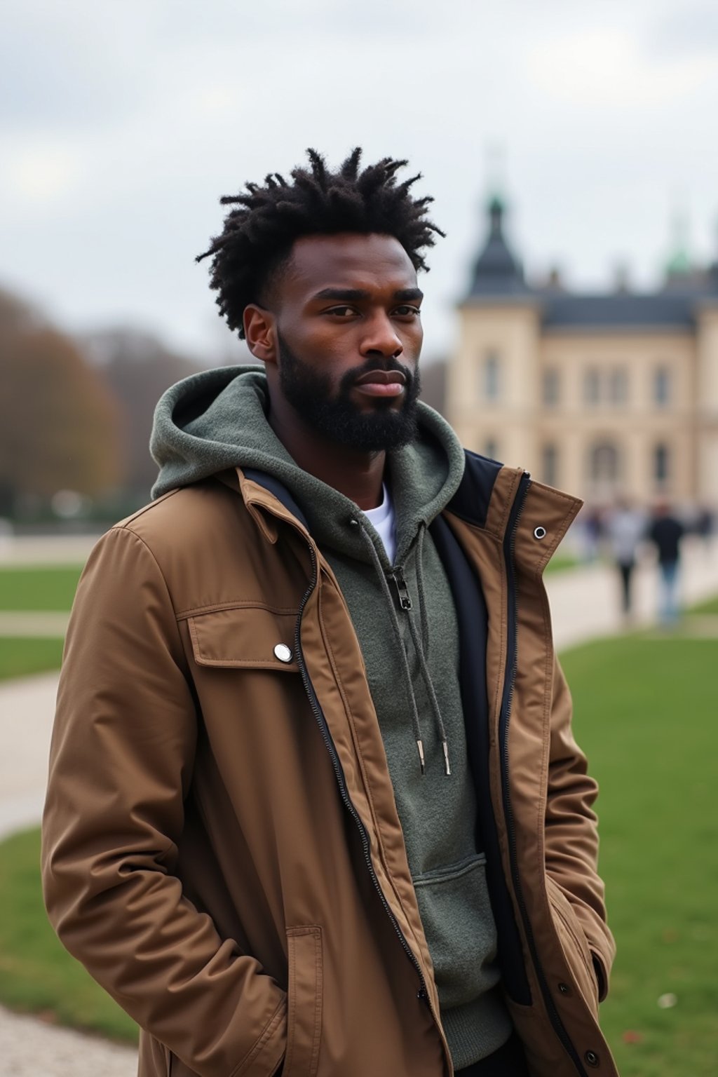 man as digital nomad in Vienna with the Schönbrunn Palace in the background