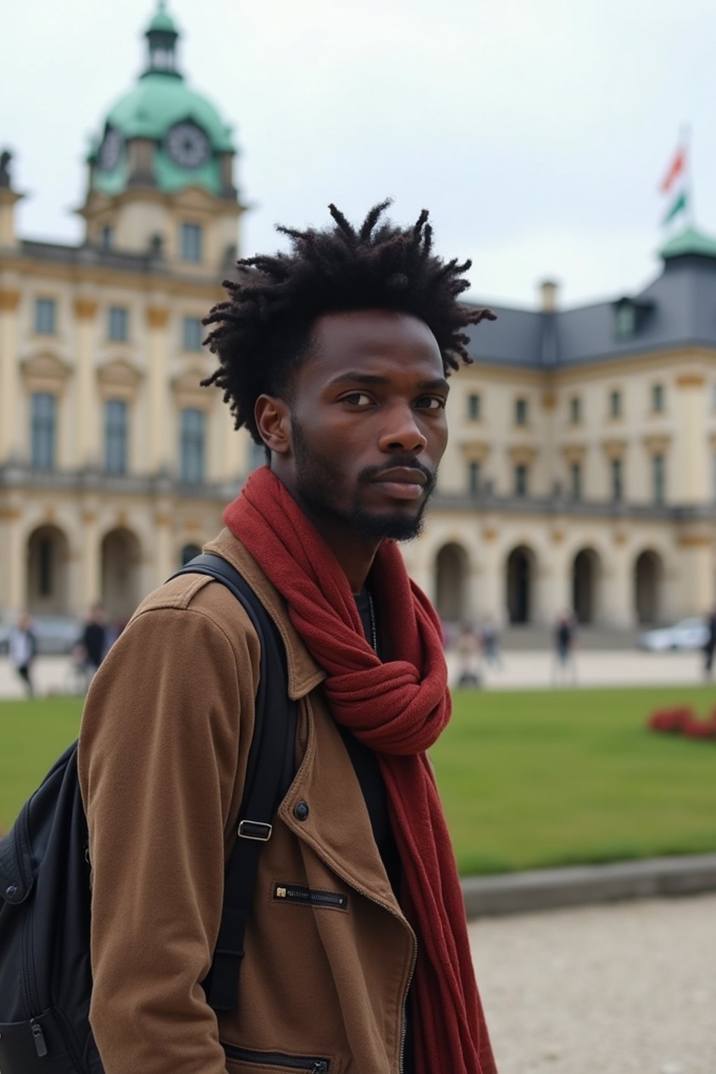 man as digital nomad in Vienna with the Schönbrunn Palace in the background