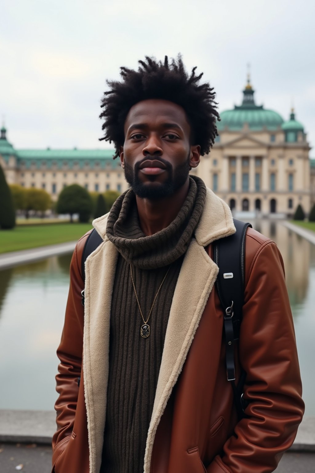 man as digital nomad in Vienna with the Schönbrunn Palace in the background