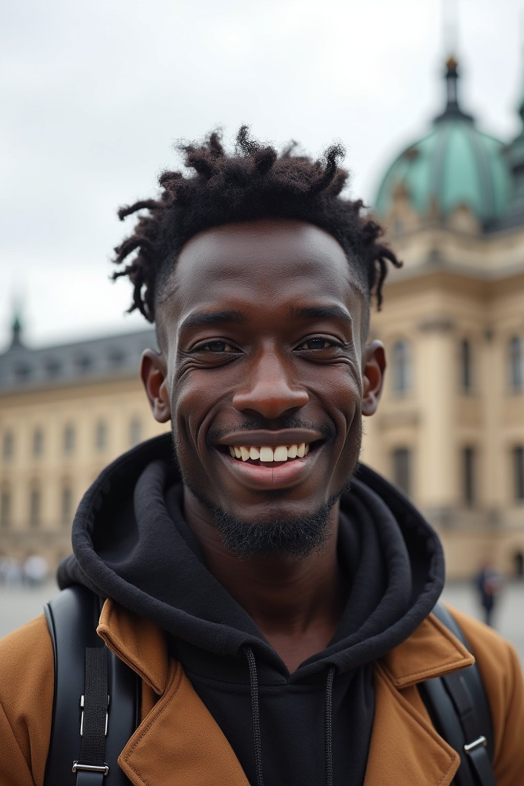 man as digital nomad in Vienna with the Schönbrunn Palace in the background