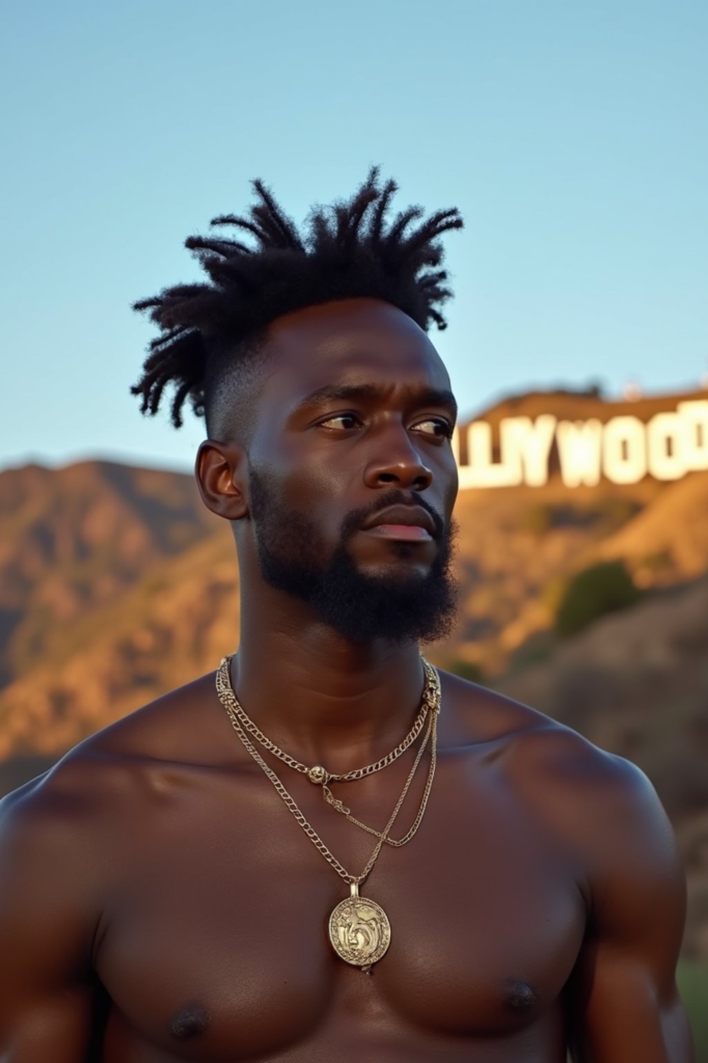 man as digital nomad in Los Angeles with the Hollywood sign in the background