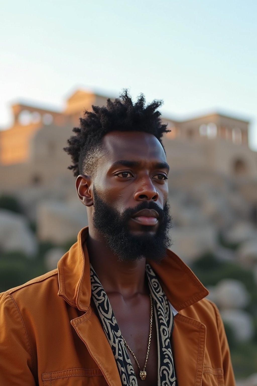 man as digital nomad in Athens with the Acropolis in the background