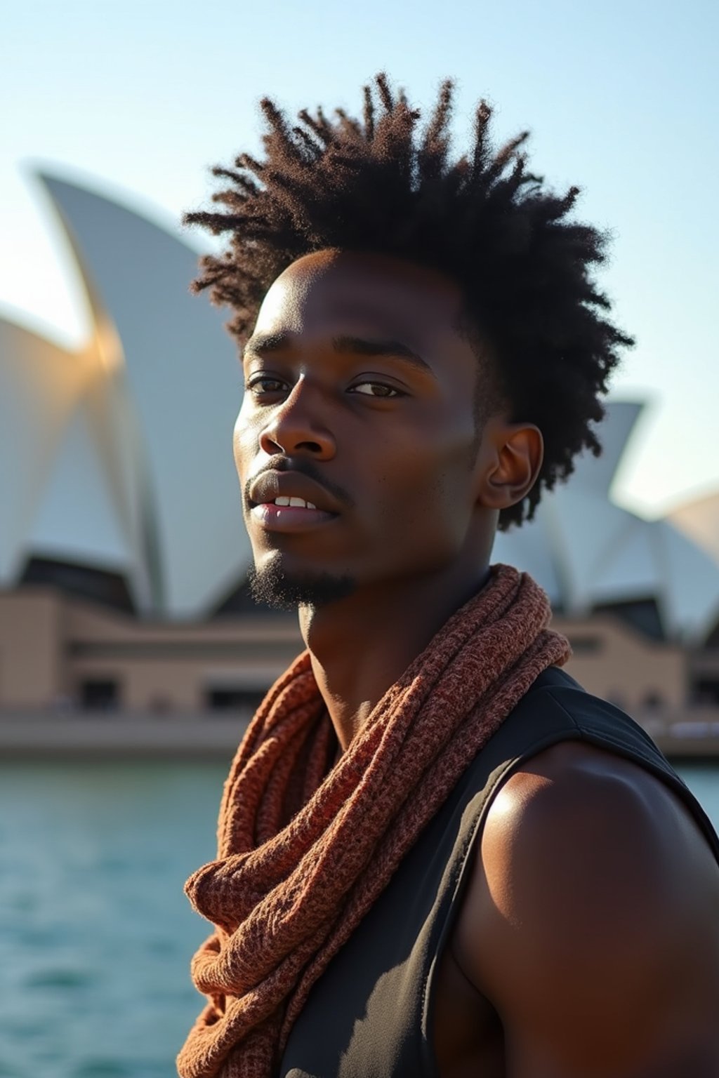 man as digital nomad in Sydney with the Sydney Opera House in the background