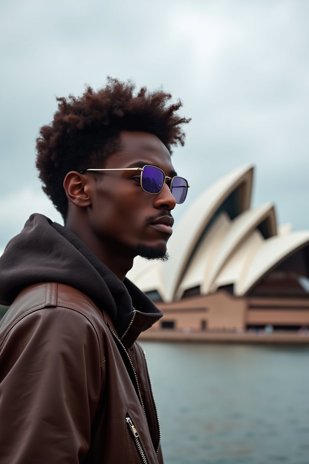 man as digital nomad in Sydney with the Sydney Opera House in the background