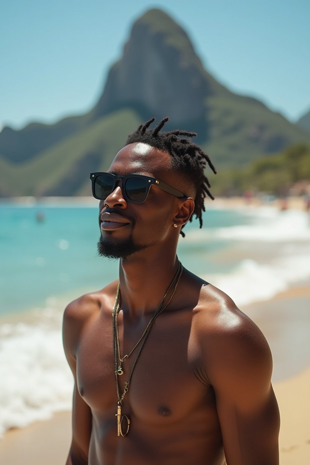 man as digital nomad in Rio de Janeiro at Ipanema Beach