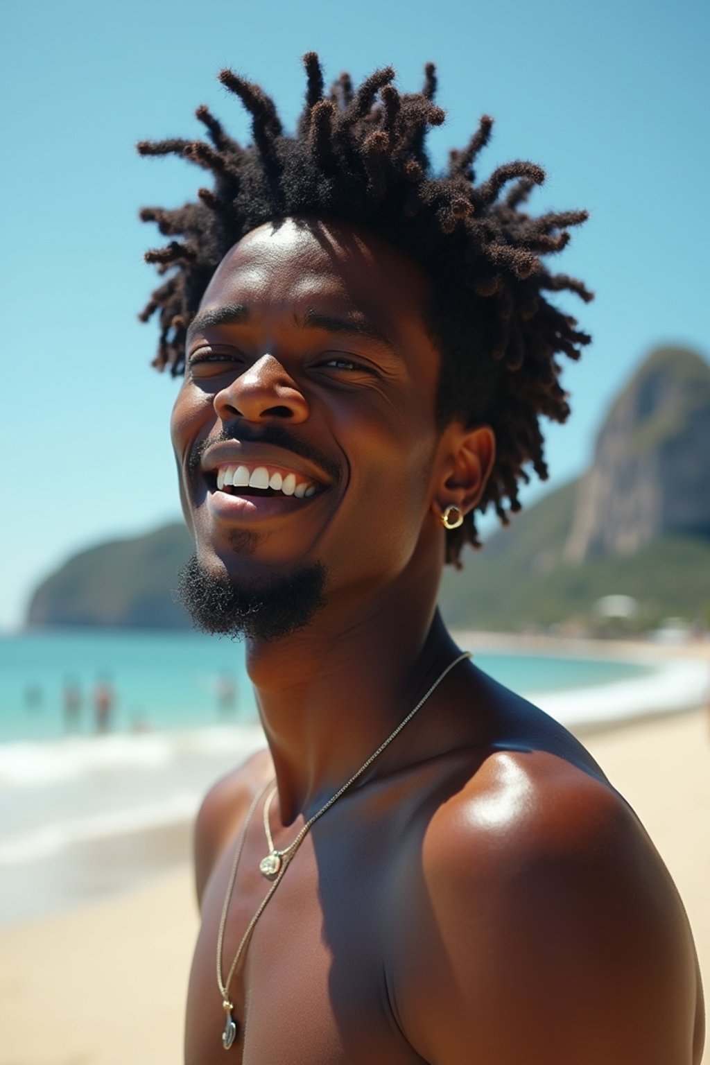 man as digital nomad in Rio de Janeiro at Ipanema Beach