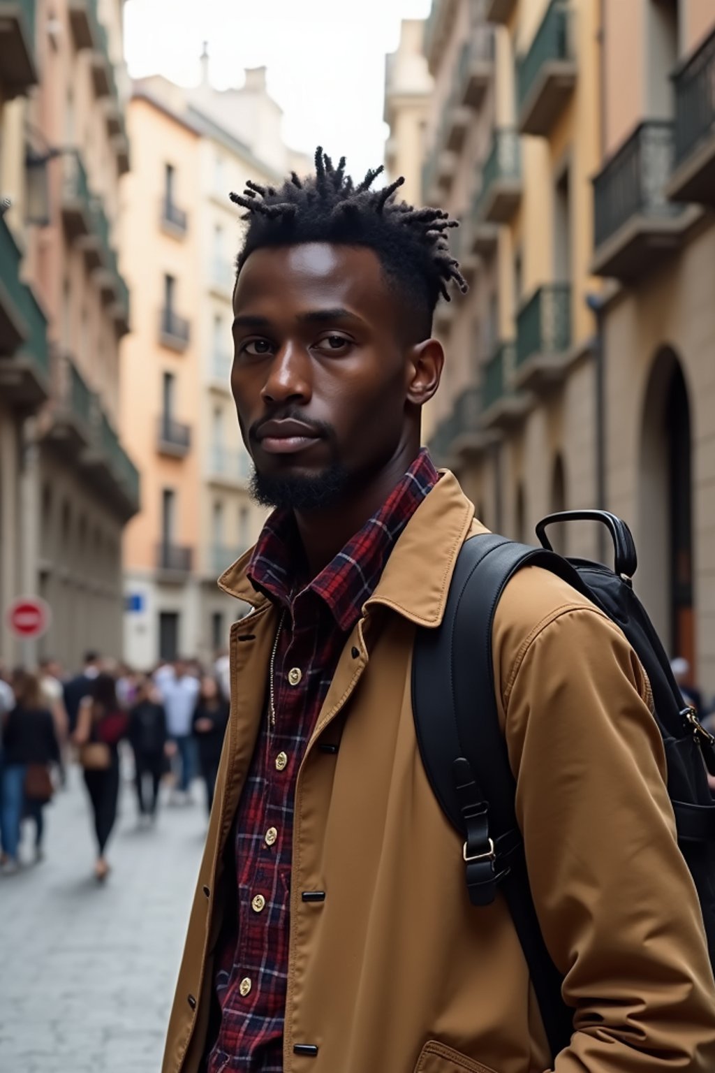 man as digital nomad in Barcelona center